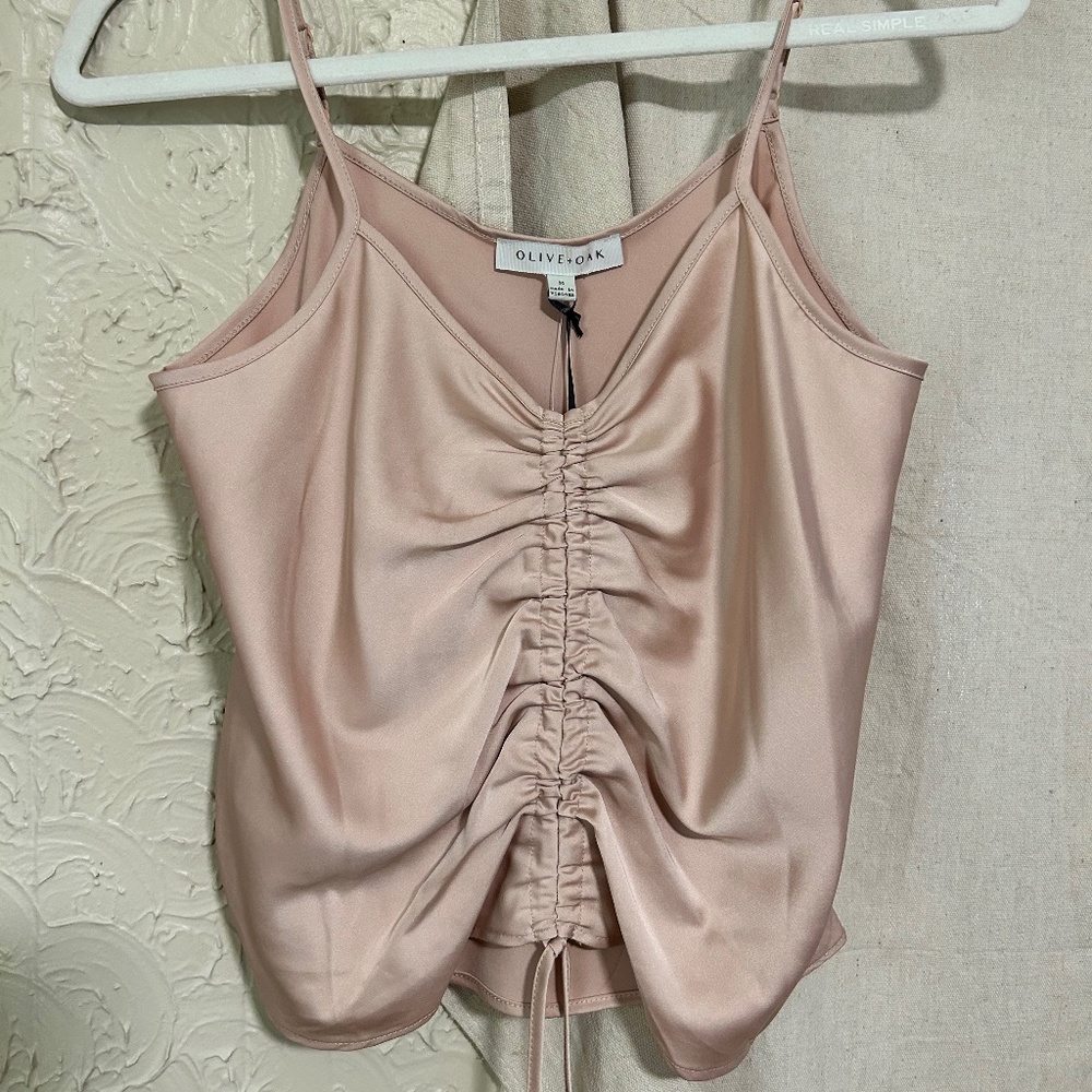 Crop silk two piece blush pink silk caI and skirt size M